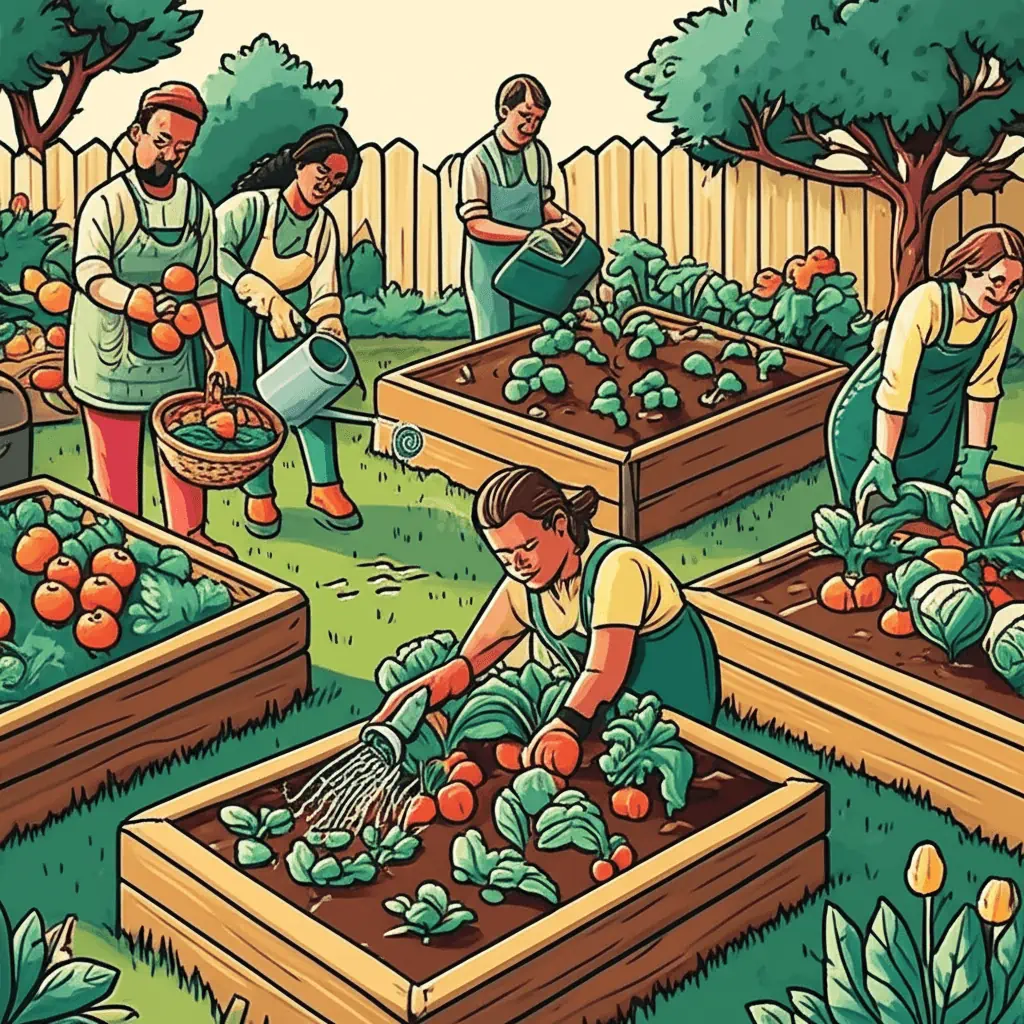 People working together in a community garden